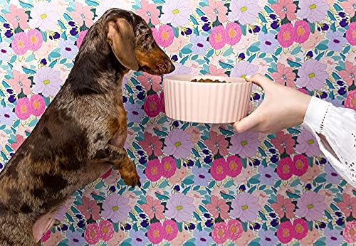 קערת כלבים קרמיקה של Waggo Ripple לגזעים בינוניים וגדולים - מודרני עם גימור מט, אוכל לחיות מחמד עמיד