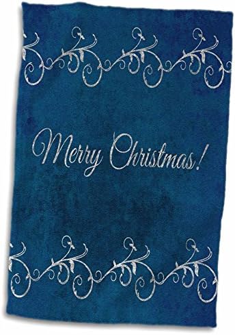3drose זהב חג ​​מולד שמח וגפנים על עיצוב מרקם כחול - מגבות