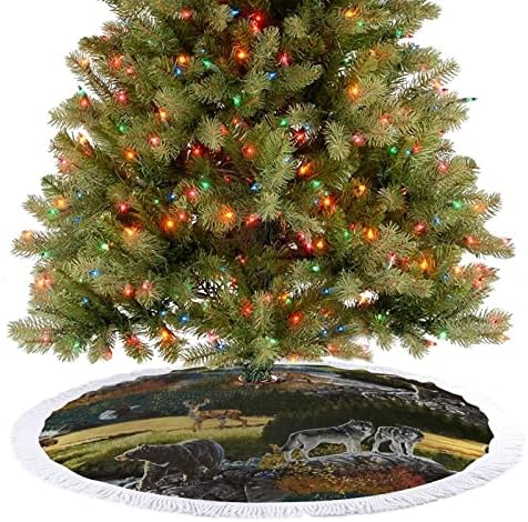 חיות הבר של ההר דוב אייל אייל חצאית עץ חג המולד חג המולד מחצלת עץ קישוטי ציצים לקישוטים מסיבת חג 30/36/48