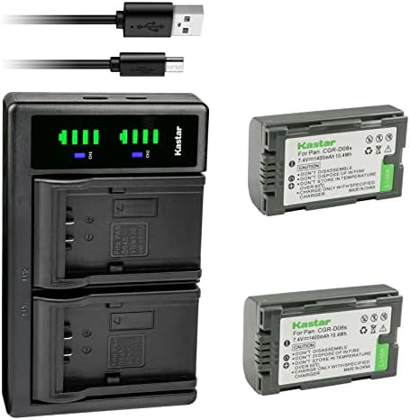 סוללה של קסטאר 2-חבילות ומטען USB של LTD2 תואם לסוללת Hitachi DZ-BP08, DZ-BP16, DZ-BP28, Hitachi