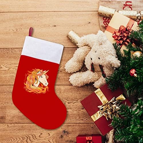 ירי חד קרן גרבי חג מולד קטיפה אדומה עם תיק ממתקים לבן קישוטי חג המולד ואביזר מסיבות משפחתיות