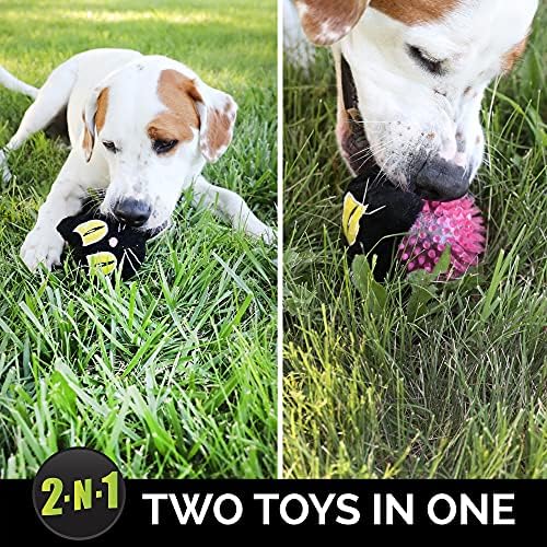 היפר חיות מחמד באמפי פאלץ 2 ב-1 צעצועי כלבים אינטראקטיביים, צעצועי לעיסת כלבים וצעצוע פאזל לכלבים חתול שחור