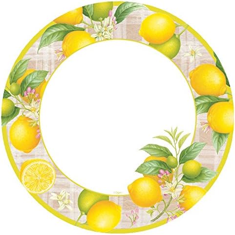 צלחות ארוחת נייר של Caspari Citron - חבילה של 8