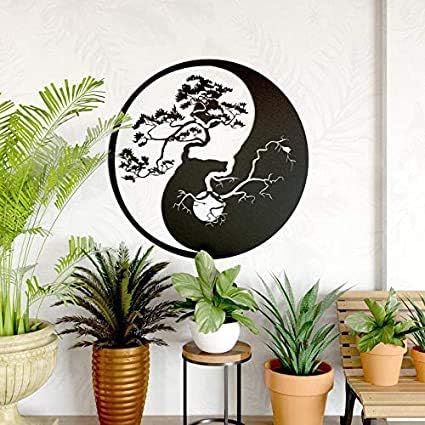 Godblessign Tree of Life שלט מתכת, שלט, תפאורה לקיר מתכת לבר קפה בית קפה בבר, מתנה מודרנית של עיצוב בית