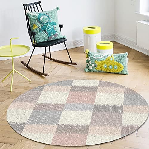 שטיח שטח עגול גדול לחדר שינה בסלון, שטיחים 4ft ללא החלקה לחדר ילדים, מחצלת רצפת שטיח גיאומטרית גיאומטרית מודרנית