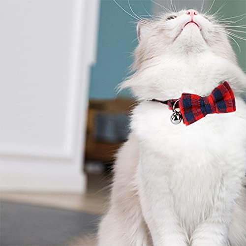 ישלנד 6 יחידות חתול צווארון הבדלני עם חמוד עניבת פרפר ופעמון, מתכוונן & מגבר; נשלף משובץ כלב צווארון
