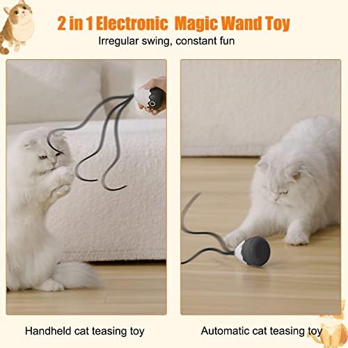 חיות מחמד חתול שרביט צעצוע, אוטומטי סיליקון זנב טיזר צעצוע 2 ב 1, אלקטרוני אינטראקטיבי חתול צעצוע לחתולים מקורה,