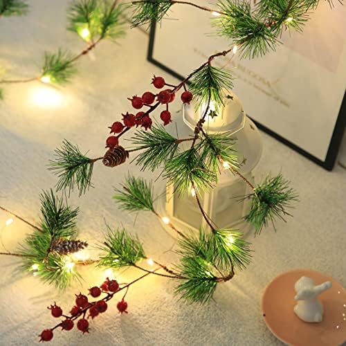 זרי חג המולד של צ'ירי 6.56ft 30 גרלנד LED עם אורות סוללת סוללה המופעלת על חרוט אורן