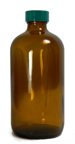 QORPAK GLC-01926 סוג III זכוכית בוסטון בקבוק עגול עם תרמוסט ירוק F217 ו- PTFE מרופד כובע, קוטר 48 ממ x 112 ממ,