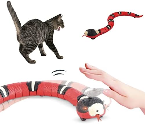 Bailihuishangwu אינדוקציה אינטראקטיבית לחתול צעצוע אלקטרוני נחש USB טעינה חתלתול חתלתול חתול חיית