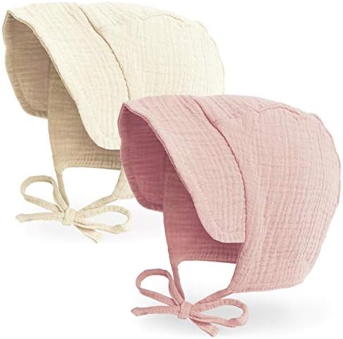 ג'ליטרי כובע תינוק שוליים שוליים מצנפת מוסלין כפול פעוט כובע שמש כובע תינוקות בנות בנות כפות כפות, 6 מ '12 מ'