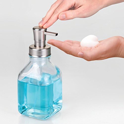 עיצוב Idesign ברורה עיצובית Cora זכוכית מקצפת משאבת סבון סבון, למובלת משטח מטבח או אמבטיה
