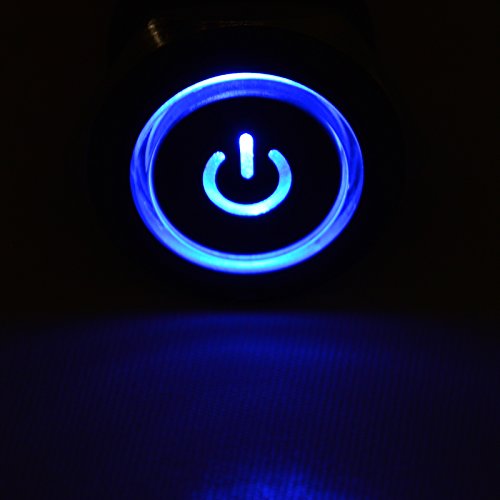 Jacobsparts תפס מתחזק כפתור/כיבוי מתג/כיבוי מתכת שחורה עם סמל כוח כחול LED מתאים לחור גזרת