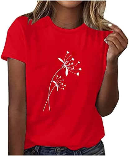 בנות אדומות גרפיות גרפית קיץ סתיו סתיו שרוול קצר 2023 בגדים טרנדי צוואר צוואר כותנה חולצה עליונה מזדמנת לנשים 83