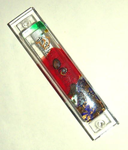 מארז מזוזה בעבודת יד Murano זכוכית מוראנו W 6.5 סמ גלילה נוצצת ברונזה אדומה