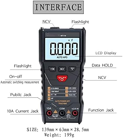 ZLXDP MT110 אוטומטית מודד Multimeter True RMS Digital 6000 ספירות multimeter+DC800V+נתונים אחזקה+תאורה