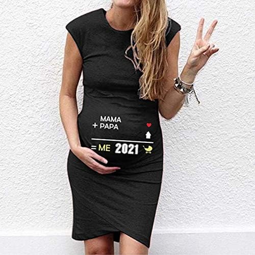 שמלות יולדות נשים ללא שרוולים חמוד O צוואר הדפס דיגיטלי מיכל הריון שמלת גוף גוף 2021 חולצה שמלות