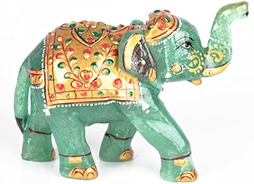 פסלון בעלי חיים כמתנת יום הולדת דקורטיבית כ- 1529.00 CT ירוק ירוק ירקן פילים פילים פילים DB-475