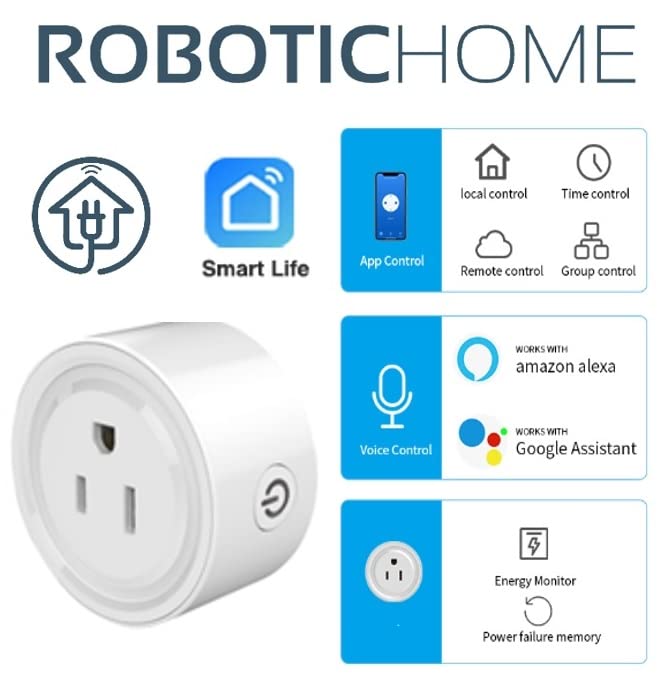 בית רובוטי - ניטור אנרגיה WiFi חכמים חכמים התואמים ל- Alexa ו- Google Home, שלט רחוק עם פונקציית טיימר,