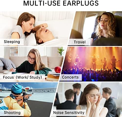 תקעי אוזניים לשימוש חוזר להפחתת רעש אטמי אוזניים סיליקון רכים לשינה, 2 זוגות 8 טיפים לאוזן צליל רחיץ חוסם אטם
