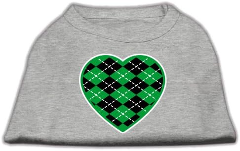 מיראז ' מוצרים לחיות מחמד ארגייל לב ירוק מסך הדפסת חולצה אפור