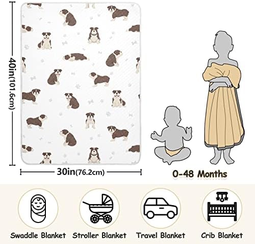 שמיכת חוטף חום באנגלית בולדוג שאר פיי כלב שמיכת כותנה לתינוקות, קבלת שמיכה, שמיכה חביבות רכה קלה לעריסה,