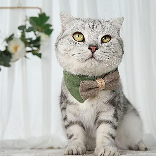צווארון חתול ת ' ומברלי עם עניבת פרפר ופעמון, 3-דרכים ללבוש מפית צעיף לבד מתכוונן צווארון נתיק נוח ועמיד