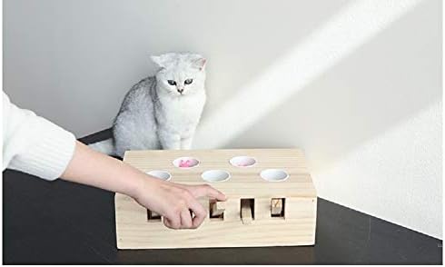 צעצועי חתול לחתול ליטווד קופסת חידה עץ עכבר אינטראקטיבי עכבר מוצק צעצוע