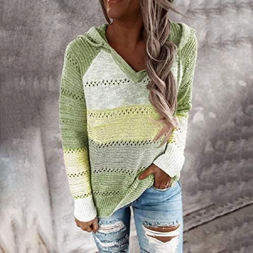 צפותים נשים פסים לסרוג סוודר קל משקל צבע בלוק נים ארוך שרוול שרוך סלעית נמתח מזדמן בסוודרים