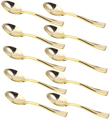 24 יחידות זהב פלסטיק מיני כפות חד פעמי קינוח מיני כפית עבור קרח קרם טועם קינוחים פודינג מתאבן קפה עוגת קינוחים