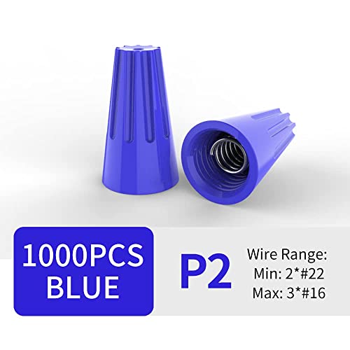 Zipcci 1000 PCS מחבר חוט חשמלי אגוזים, מסופי טוויסט קפיצי בורג כחולים