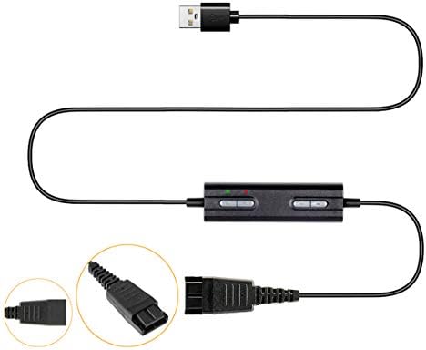 מתאם USB של VoiceJoy עד לניתוק מהיר עבור אוזניות QD של jabra gn עם נפח מתכוונן ומתג אילם מיקרופון