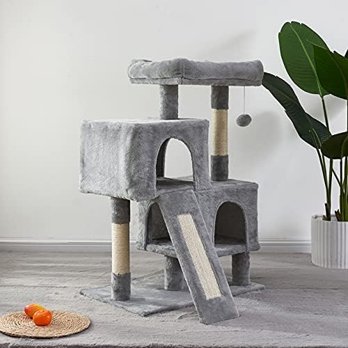 חתול עץ חתול מגדל, 34.4 סנטימטרים חתול עץ עם גירוד לוח, 2 יוקרה דירות, חתול טיפוס עץ, יציב וקל