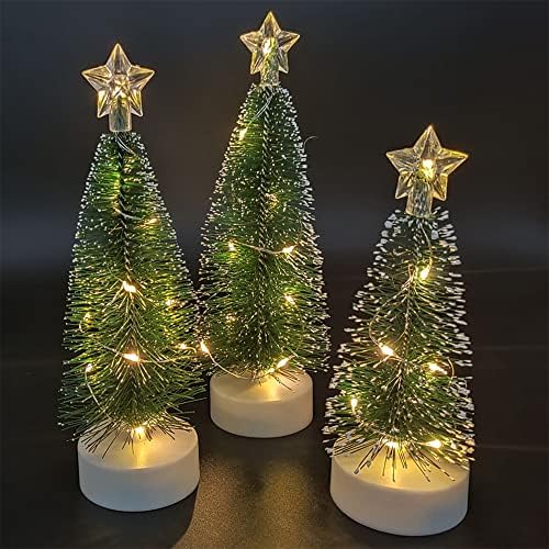 עץ חג המולד של Selfereen Mini עם מיתרי אור LED, קישוט עץ השולחן הביתי למסיבות חג חג המולד