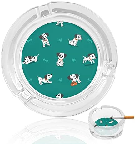 דלמטי -תינוקות כלבים מזכוכית מאפרות לסיגריות וסיגרים מחזיק מארז מגש אפר עגול למתנה לקישוט שולחן
