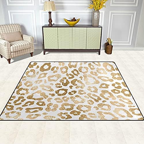 Baxiej זהב זהב דפוס נמר לבן שטיחים אזור רך גדול משתלת שטיח פליימט מחצלת לילדים חדר משחק חדר שינה