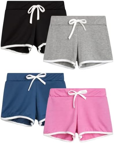 מכנסיים קצרים פעילים של לבבות מתוקים - 4 חבילות צרפתית טרי אתלטיקה חדר כושר דולפין מכנסיים קצרים