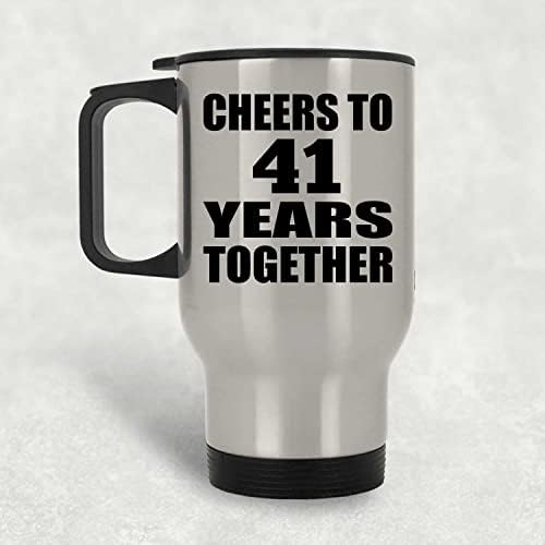 עיצוב 41 שנה לחיים עד 41 שנים יחד, ספל נסיעות כסף 14oz כוס מבודד מפלדת אל חלד, מתנות ליום הולדת יום