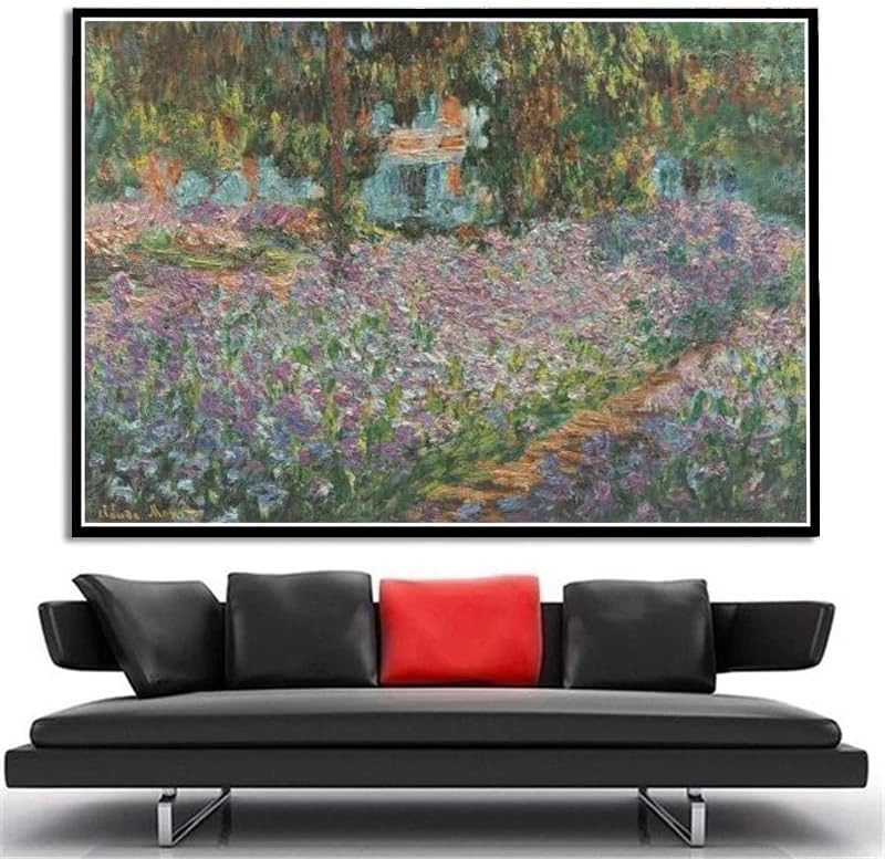 נוף הבית של האמן מתוך ציור גן הוורדים מאת קלוד מוניט ערכות ציור יהלומים למבוגרים, 5D קריסטל יהלומים