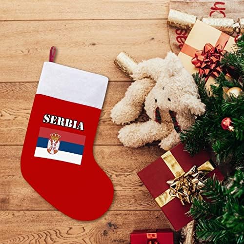 דגל סרבי גרבי חג המולד אדום קטיפה עם שקית ממתקים לבנה קישוטי חג המולד ואביזר מסיבה משפחתית