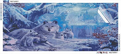 סטרי עשה זאת בעצמך ערכות ציור יהלומים בגודל גדול מקדחים מלאים זאבים בשלג אבני חן תפר צלב סלון קיר