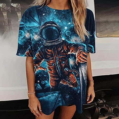 כוכבי אסטרונומיה סאן מון כוכבי לכת גלקסי חלל חולצות חיצוניות נשים וינטג 'שרוול קצר חולצת טי גדולה