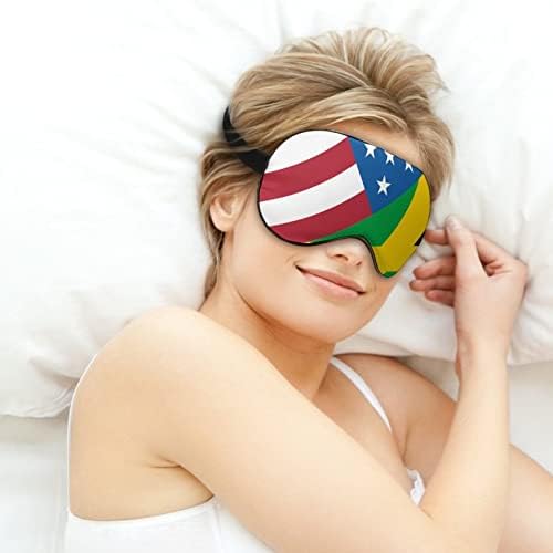 דגל ג'מייקני אמריקאי הדפס מסיכת עיניים אור חוסמת מסכת שינה עם רצועה מתכווננת לטיולים משמרת שינה