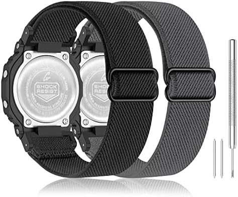 Sunnyson 2 חבילות להקות שעון ניילון נמתחות עבור Casio G-Shock DW-5600/8900/GWM5610, להקות החלפה