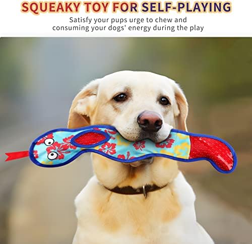 Yoogao PET אין צעצוע של כלב מלית, צעצוע של כלבי נחש ללא דברים עם חריק, צעצוע ללעוס בלי מלית, לכלבים