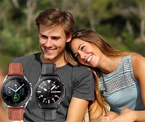 Galaxy Watch 3 להקות 45 ממ 2 חבילות, תואמות ל- Samsung Galaxy Watch 3 45 ממ רצועת שעון, רוחב 22 ממ עור, לגברים