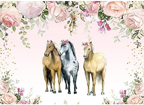 ויניל 8 * 6 רגל ורוד פרח כפרי מערב קאובוי בוקרת סוס מסיבת תמונה תפאורות ילדי ילד או נסיכת ילדה יום הולדת
