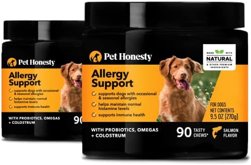 פטונסטי כלב אלרגיה הקלה חסינות ללעוס-אומגה -3 סלמון דגי שמן תוסף, פרוביוטיקה לכלבים, אלרגיות עונתיות, עור