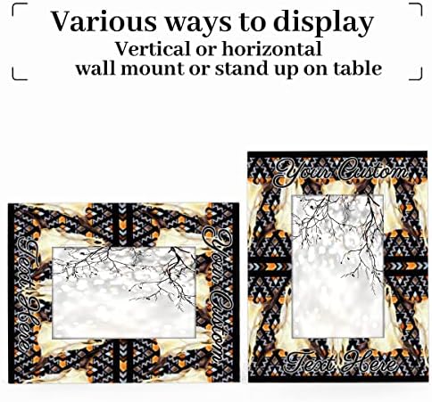 Mardesigns גולגולת Buffalo בהתאמה אישית של 5x7 מסגרת תמונה עם טקסט מותאם אישית, גולגולת באפלו אתנית התאמה