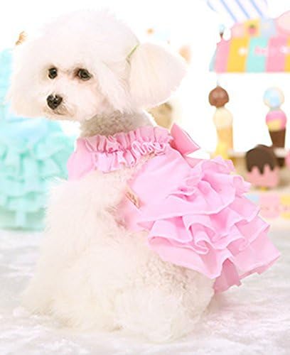 מרופט אופנה מתוק גור כלב אהבה מודפס נסיכת חצאית לחיות מחמד כלב קפלים חולצה טוטו שמלה ורוד מ